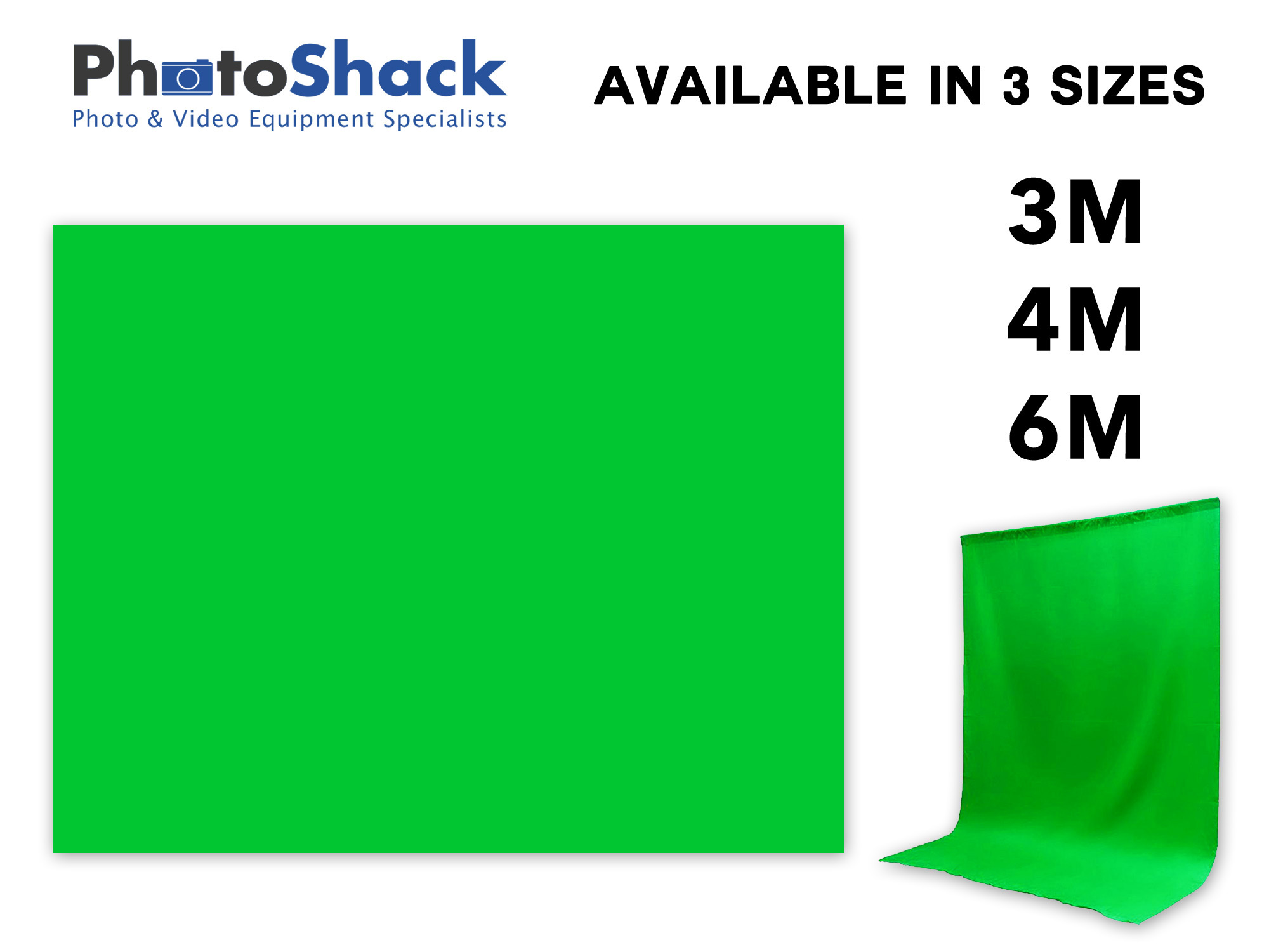 Chromakey Green Fabric Backdrop - 3 Available Sizes 